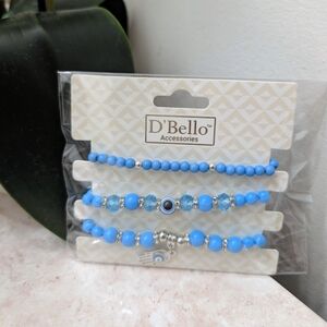 Blue Beaded Bracelet Set - 3 Pack